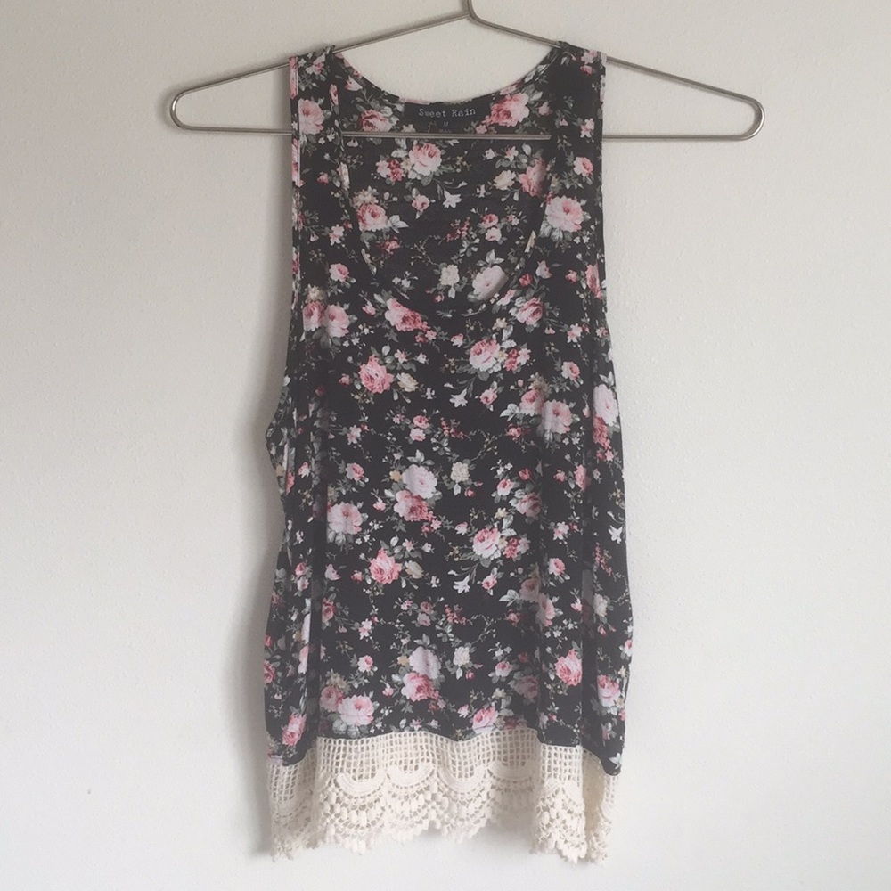 Sweet Rain crochet detail tank